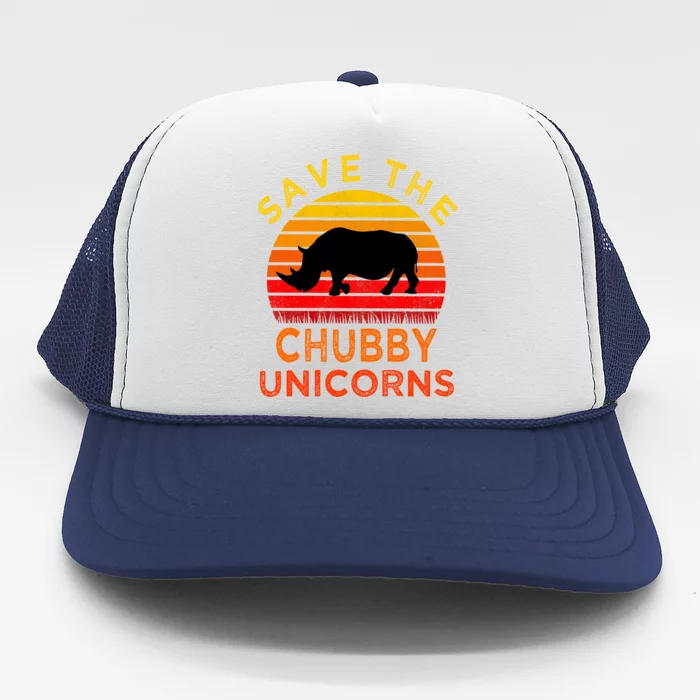 Save The Chubby Unicorns Retro Style Rhino Gift Trucker Hat