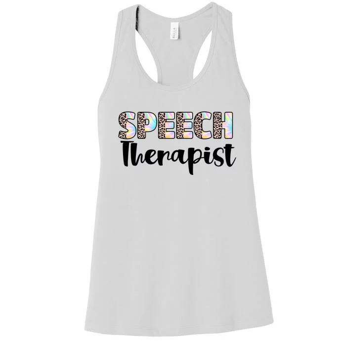 Speech Therapist Cute Leopard Speech Language Pathologist Gift Women's Racerback Tank