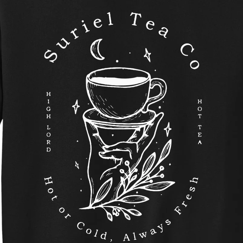 Suriel Tea Co Spill The Tea Mystical Book Flowers Librarian Tall Sweatshirt