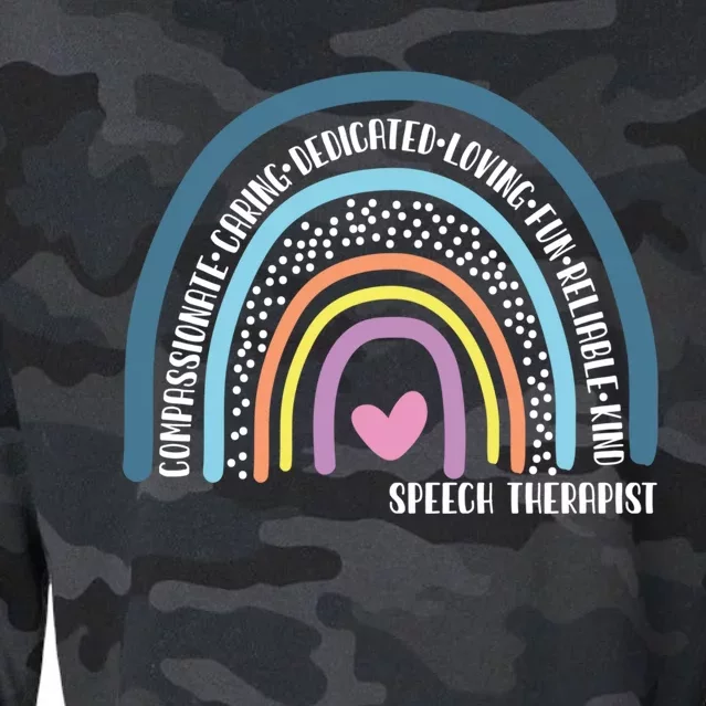 Speech Therapist Cute Rainbow Gift Cropped Pullover Crew