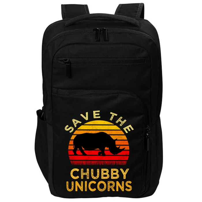 Save The Chubby Unicorns Retro Style Rhino Gift Impact Tech Backpack