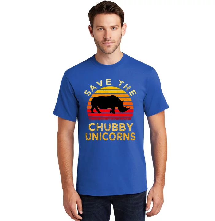 Save The Chubby Unicorns Retro Style Rhino Gift Tall T-Shirt