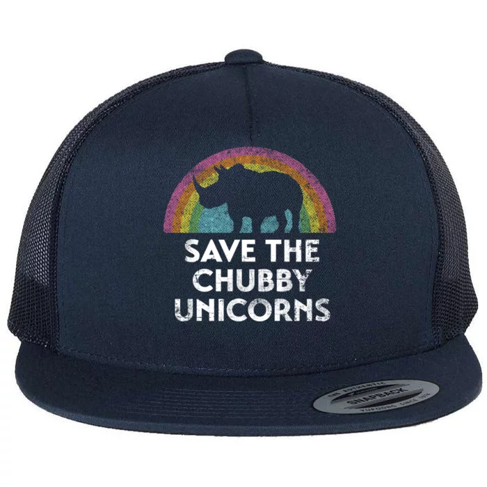 Save The Chubby Unicorns With Rainbow Gift Flat Bill Trucker Hat