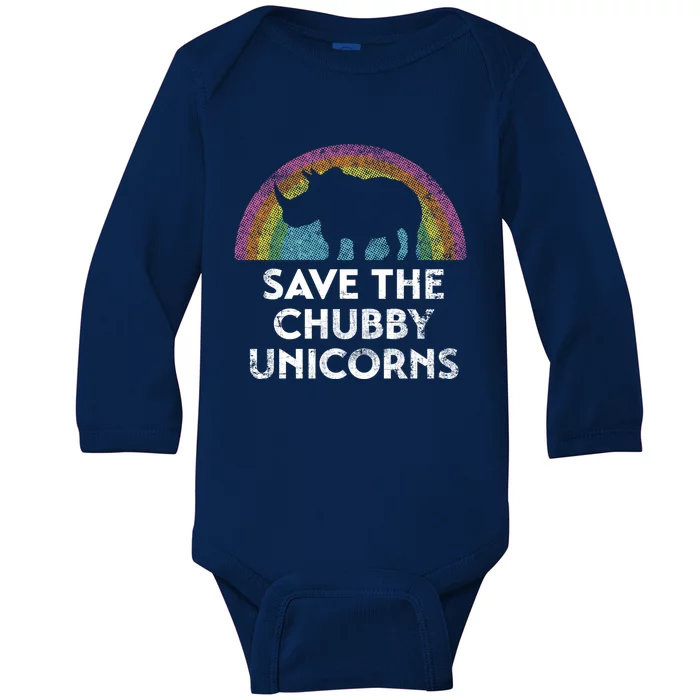 Save The Chubby Unicorns With Rainbow Gift Baby Long Sleeve Bodysuit