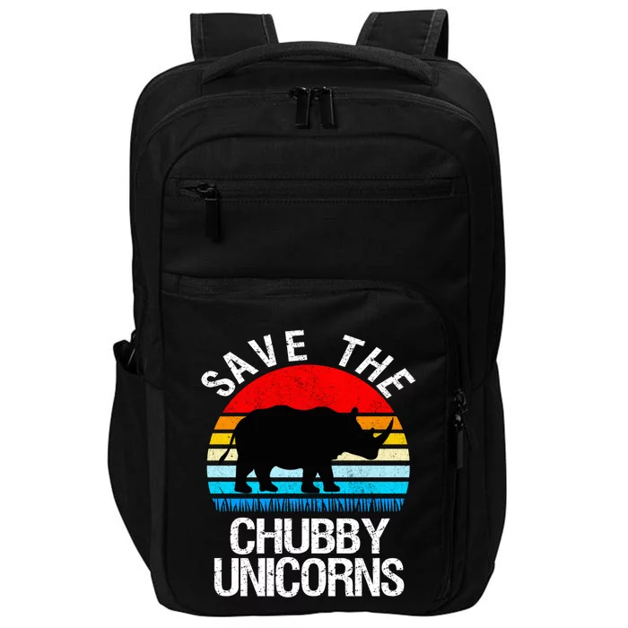 Save The Chubby Unicorns Retro Style Rhino Gift Impact Tech Backpack