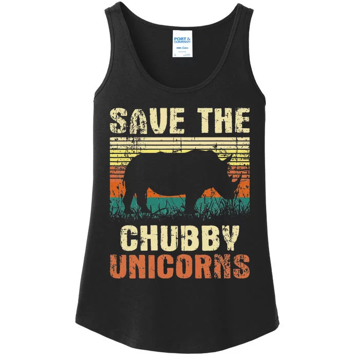 Save The Chubby Unicorns Zoologist Rhino Lover Rhinoceros Ladies Essential Tank