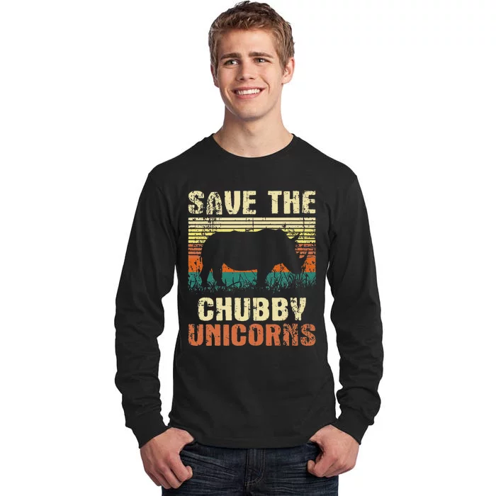 Save The Chubby Unicorns Zoologist Rhino Lover Rhinoceros Tall Long Sleeve T-Shirt