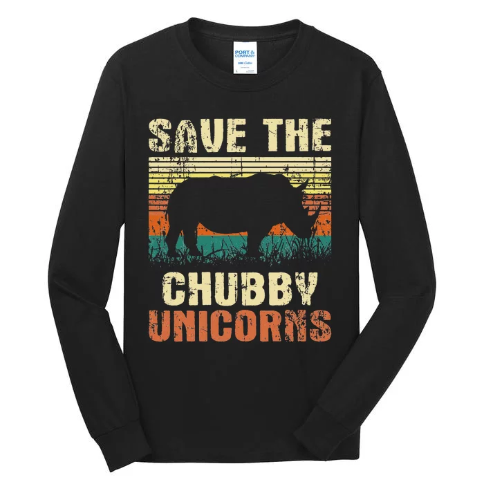 Save The Chubby Unicorns Zoologist Rhino Lover Rhinoceros Tall Long Sleeve T-Shirt