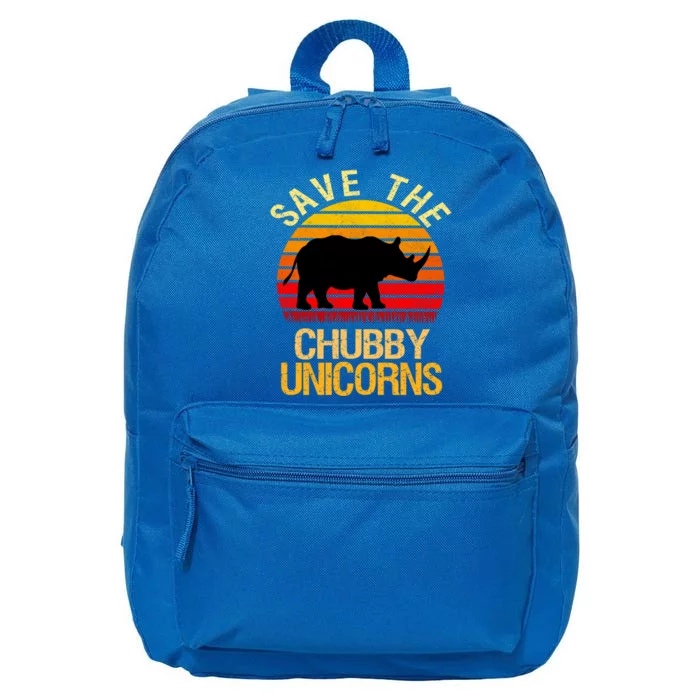 Save The Chubby Unicorns Retro Style Rhino Meaningful Gift 16 in Basic Backpack