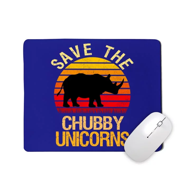 Save The Chubby Unicorns Retro Style Rhino Meaningful Gift Mousepad