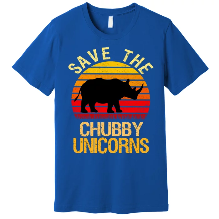 Save The Chubby Unicorns Retro Style Rhino Meaningful Gift Premium T-Shirt