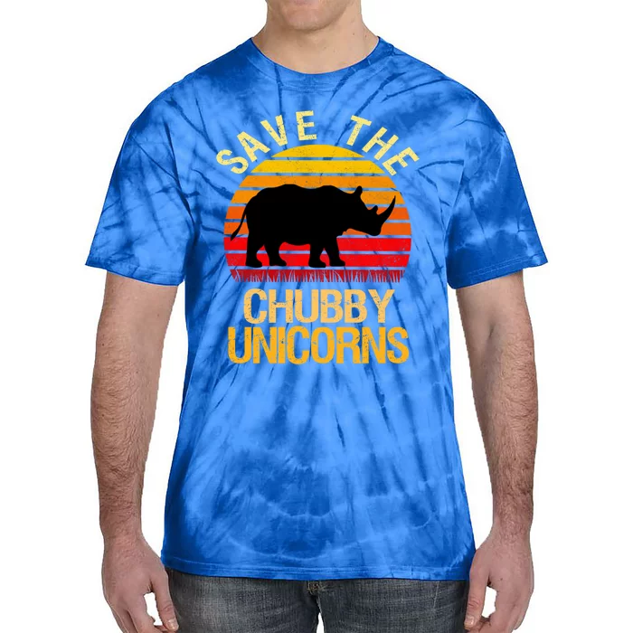 Save The Chubby Unicorns Retro Style Rhino Meaningful Gift Tie-Dye T-Shirt