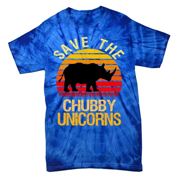 Save The Chubby Unicorns Retro Style Rhino Meaningful Gift Tie-Dye T-Shirt