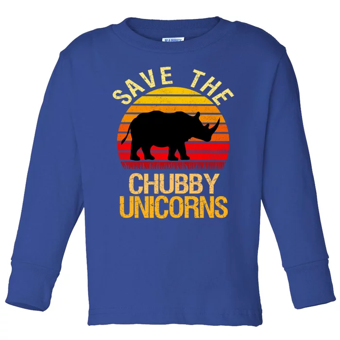 Save The Chubby Unicorns Retro Style Rhino Meaningful Gift Toddler Long Sleeve Shirt