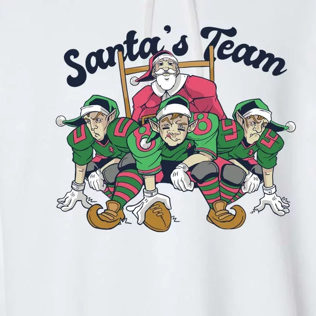 Santas Team Christmas Football Elf Team Garment-Dyed Fleece Hoodie