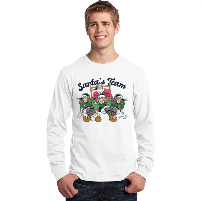 Santas Team Christmas Football Elf Team Long Sleeve Shirt