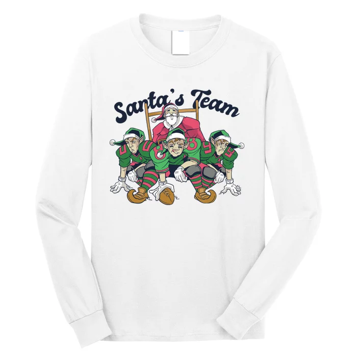 Santas Team Christmas Football Elf Team Long Sleeve Shirt