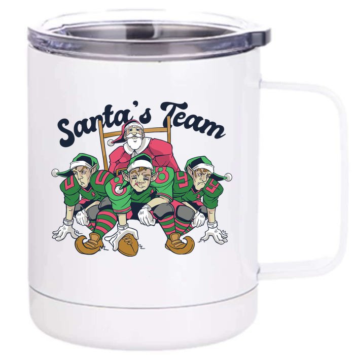 Santas Team Christmas Football Elf Team Front & Back 12oz Stainless Steel Tumbler Cup