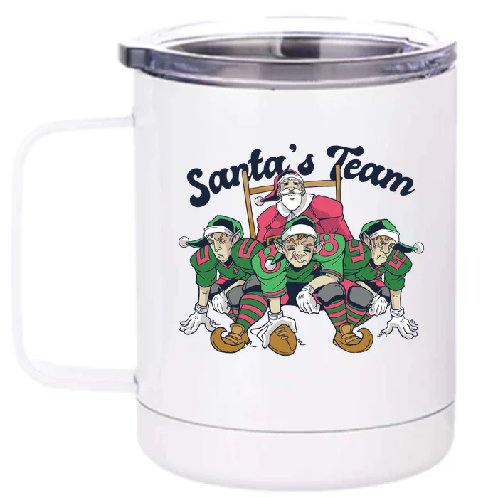 Santas Team Christmas Football Elf Team Front & Back 12oz Stainless Steel Tumbler Cup