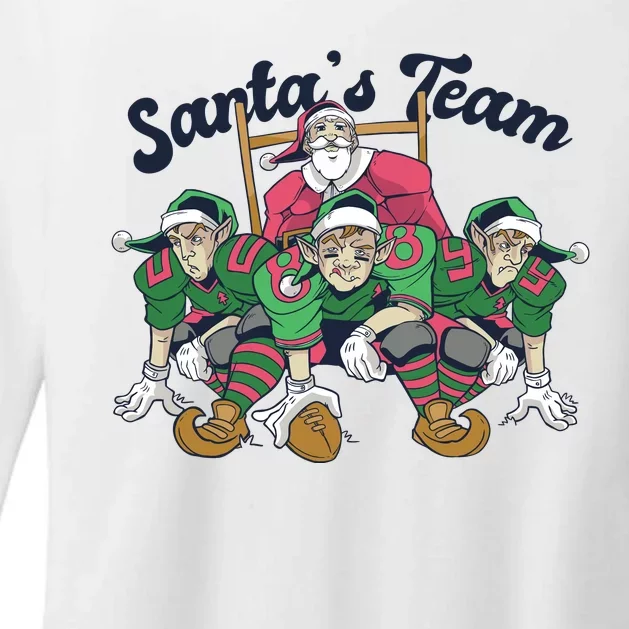 Santas Team Christmas Football Elf Team Womens CVC Long Sleeve Shirt