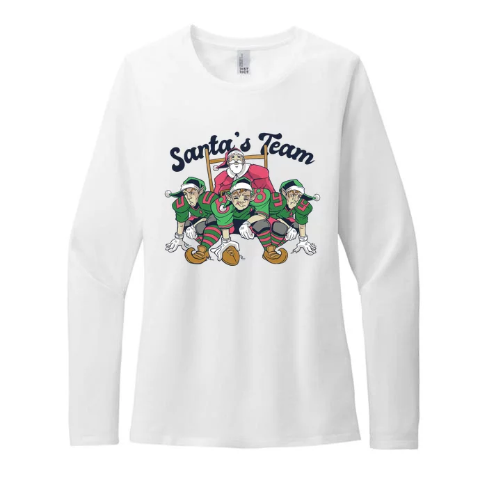 Santas Team Christmas Football Elf Team Womens CVC Long Sleeve Shirt