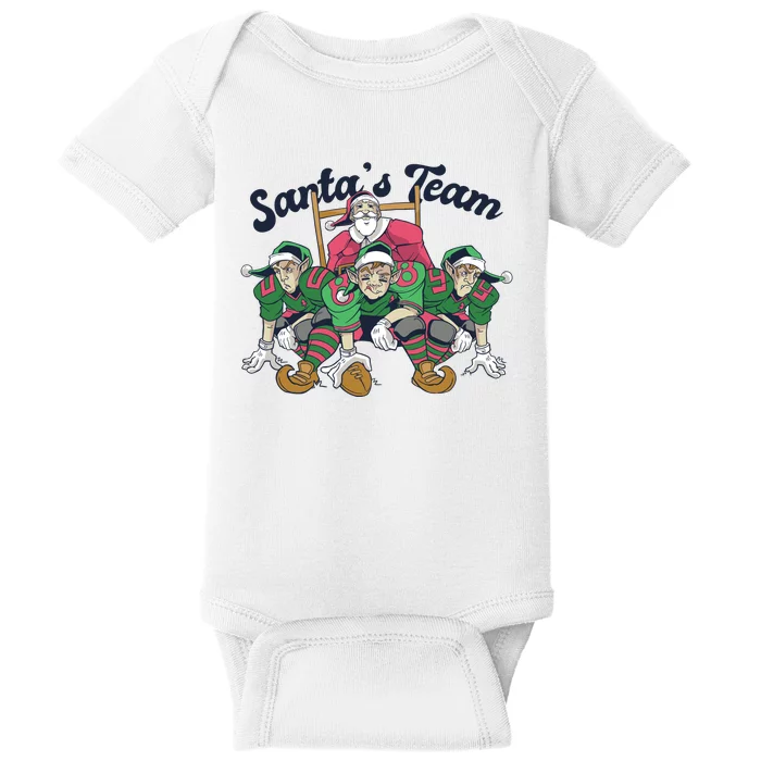 Santas Team Christmas Football Elf Team Baby Bodysuit