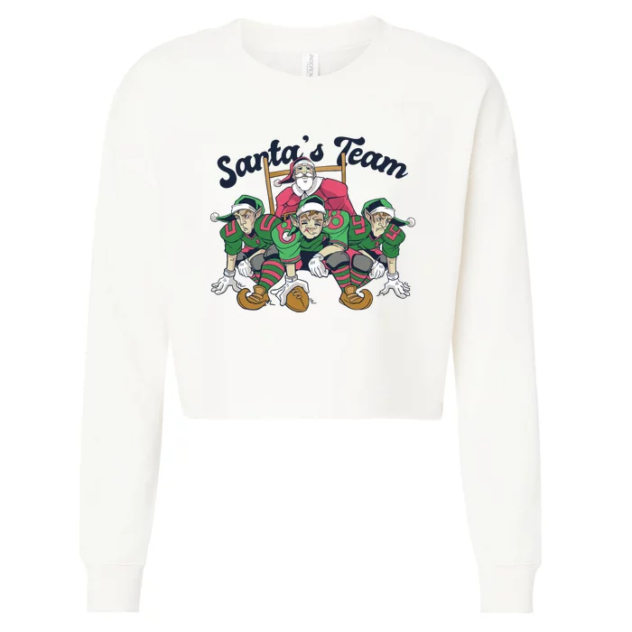 Santas Team Christmas Football Elf Team Cropped Pullover Crew