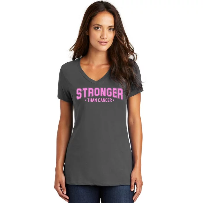 Stronger Than Cancer Breast Cancer Awareness Women's V-Neck T-Shirt