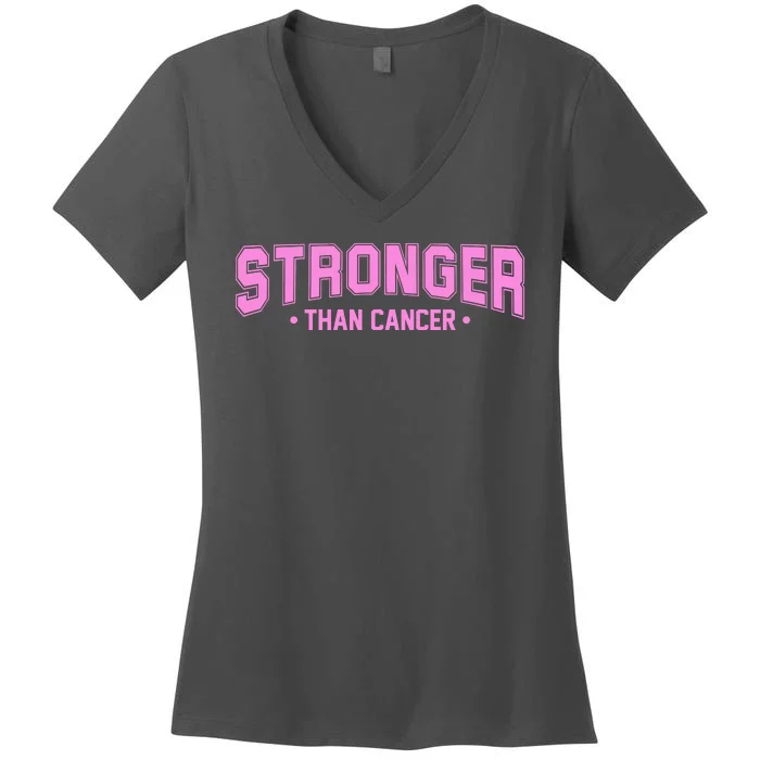 Stronger Than Cancer Breast Cancer Awareness Women's V-Neck T-Shirt