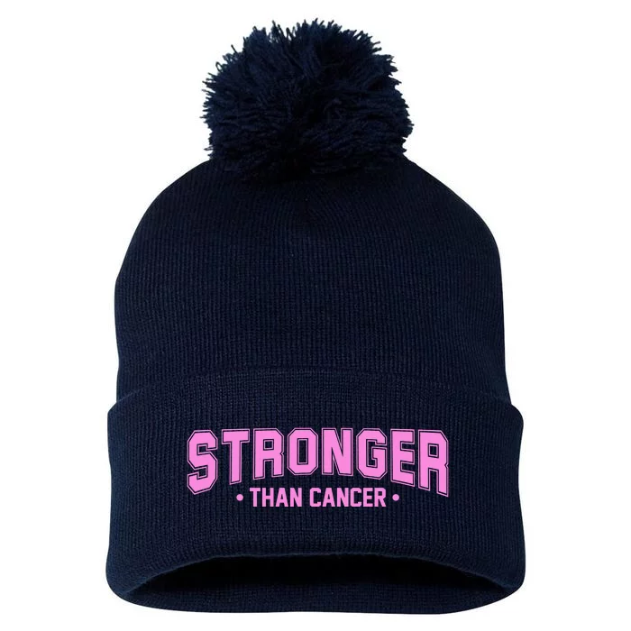 Stronger Than Cancer Breast Cancer Awareness Pom Pom 12in Knit Beanie