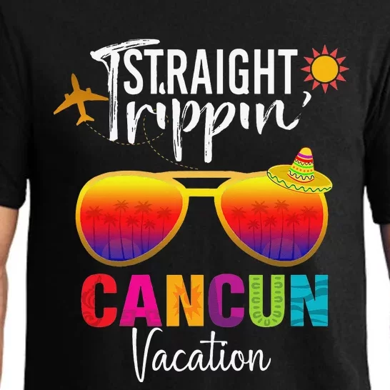 Straight Trippin Cancun Mexico Travel Vacation Matching Pajama Set