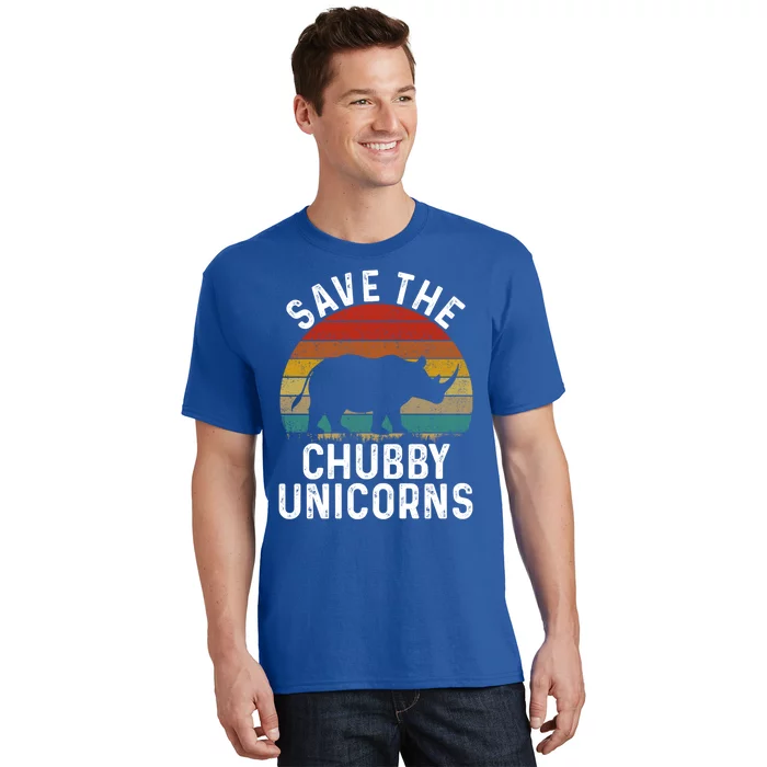 Save The Chubby Unicorns Retro Style Rhino Gift T-Shirt