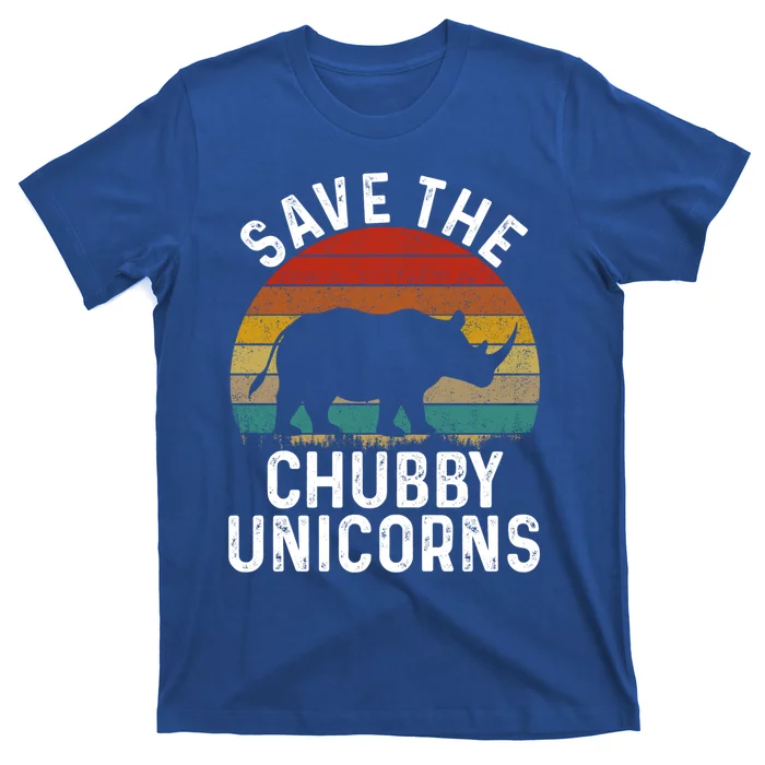 Save The Chubby Unicorns Retro Style Rhino Gift T-Shirt