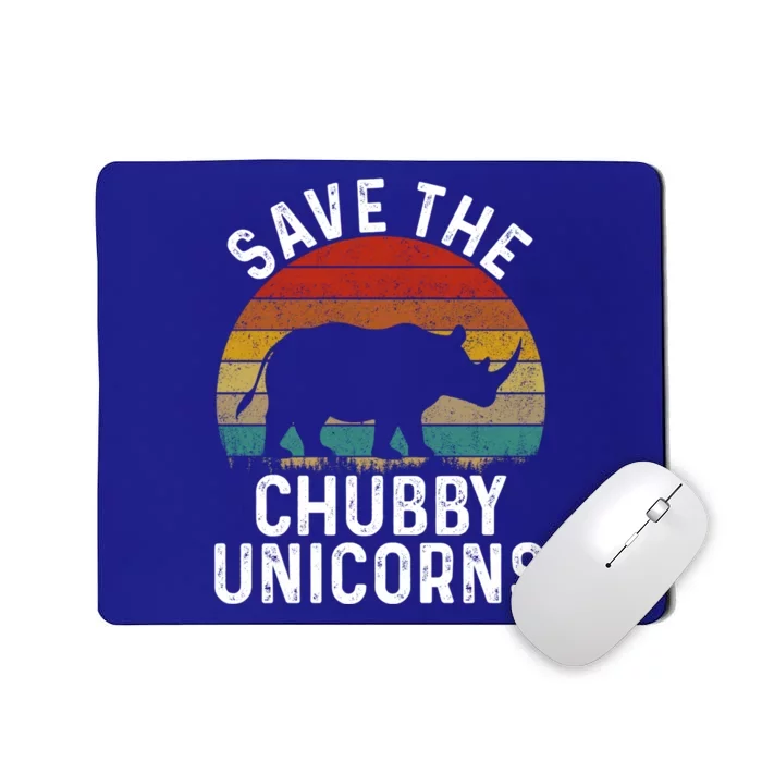 Save The Chubby Unicorns Retro Style Rhino Gift Mousepad