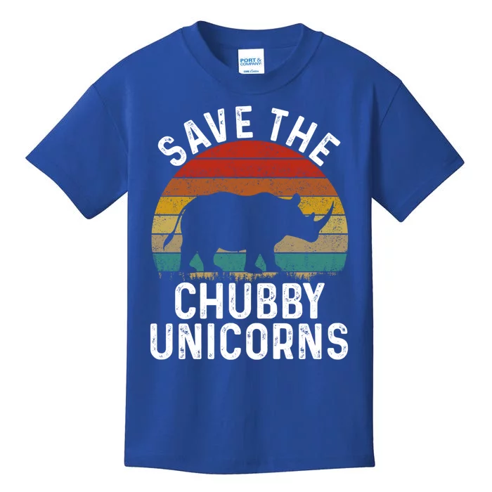 Save The Chubby Unicorns Retro Style Rhino Gift Kids T-Shirt