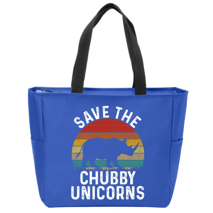 Save The Chubby Unicorns Retro Style Rhino Gift Zip Tote Bag