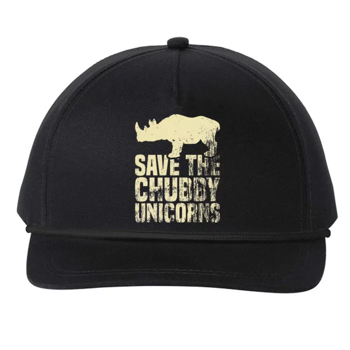 Save the Chubby Unicorns Funny Rhino Animal Conservation Snapback Five-Panel Rope Hat