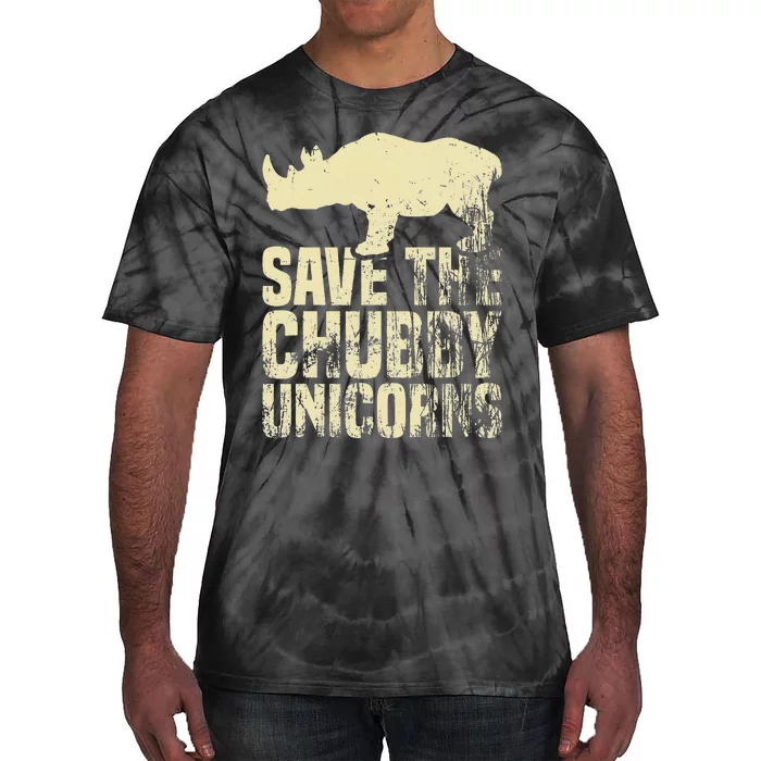 Save the Chubby Unicorns Funny Rhino Animal Conservation Tie-Dye T-Shirt