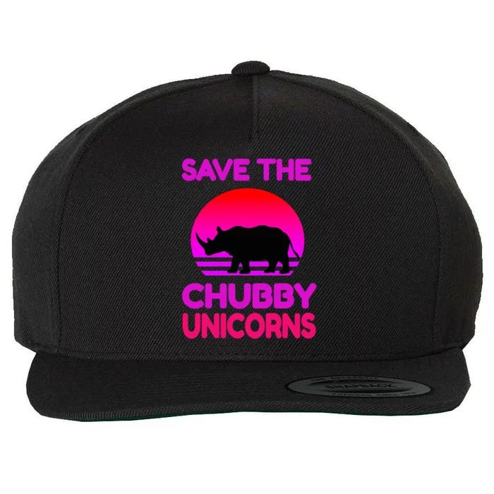 Save The Chubby Unicorns Retro Style Rhino Gift Wool Snapback Cap