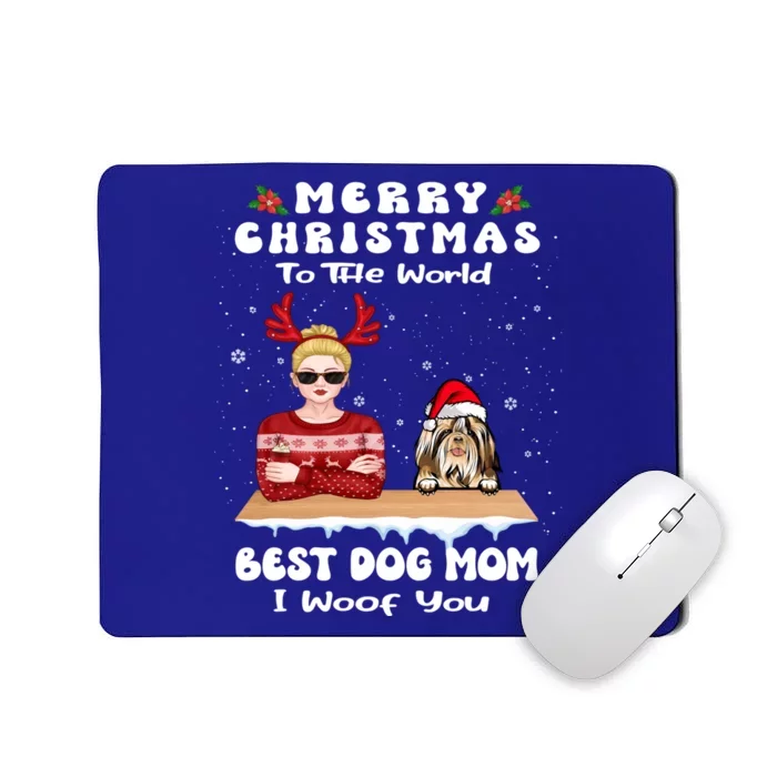 Shih Tzu Christmas To The World Best Dog Mom Funny Xmas Gift Mousepad