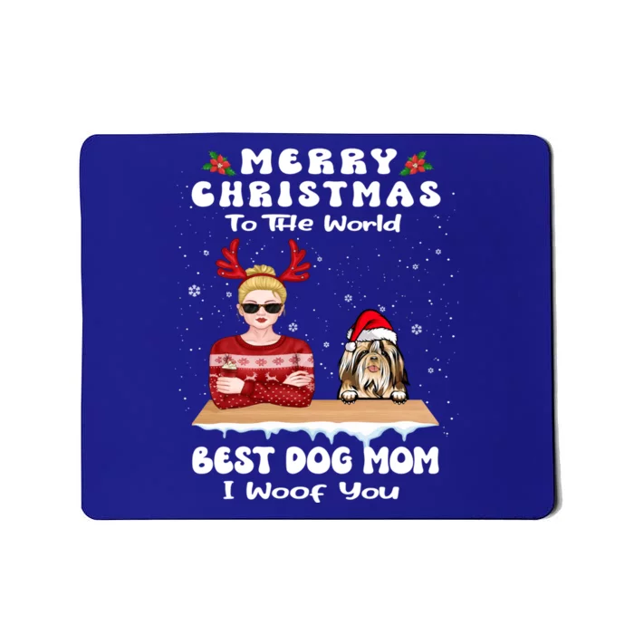 Shih Tzu Christmas To The World Best Dog Mom Funny Xmas Gift Mousepad