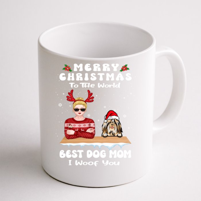 Shih Tzu Christmas To The World Best Dog Mom Funny Xmas Gift Front & Back Coffee Mug