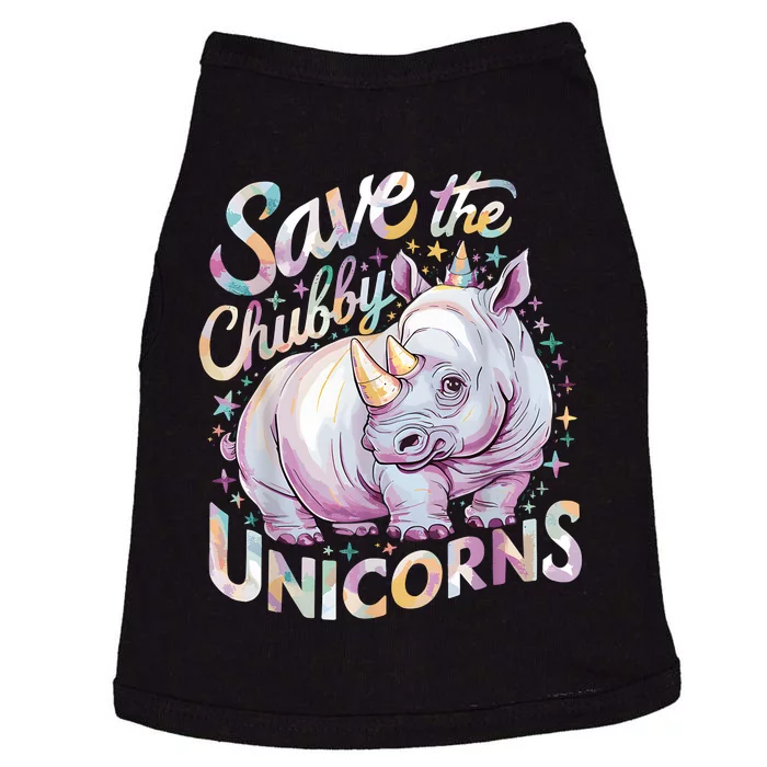 Save The Chubby Unicorns Funny Rhino Rhinoceros Doggie Tank