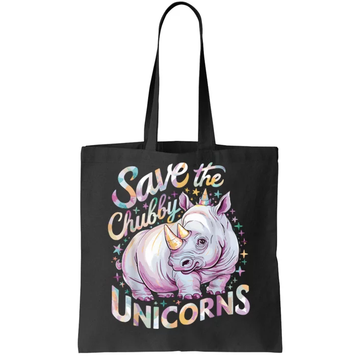 Save The Chubby Unicorns Funny Rhino Rhinoceros Tote Bag