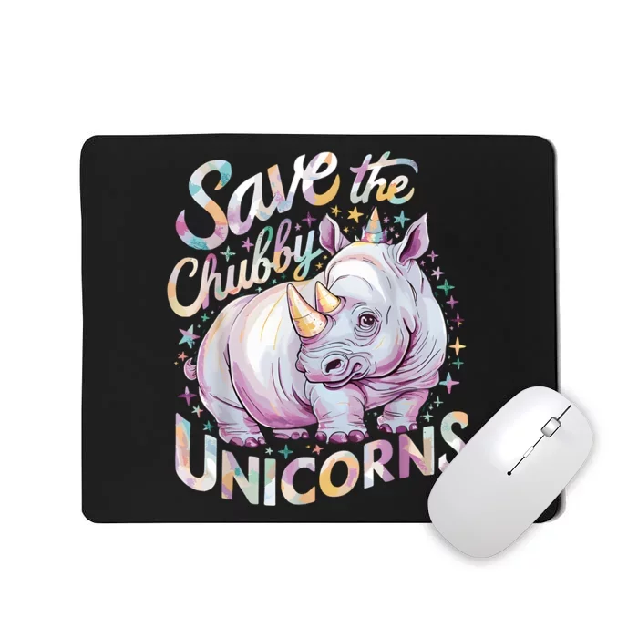 Save The Chubby Unicorns Funny Rhino Rhinoceros Mousepad