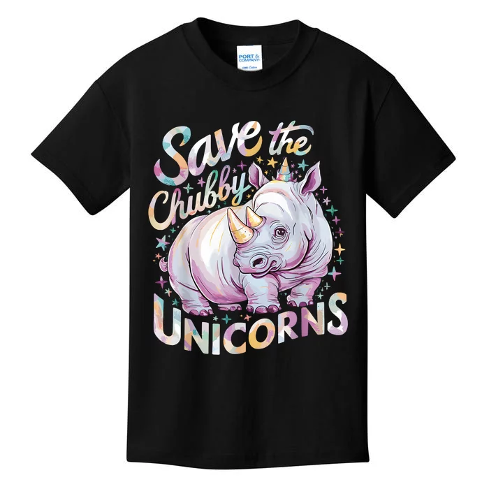 Save The Chubby Unicorns Funny Rhino Rhinoceros Kids T-Shirt