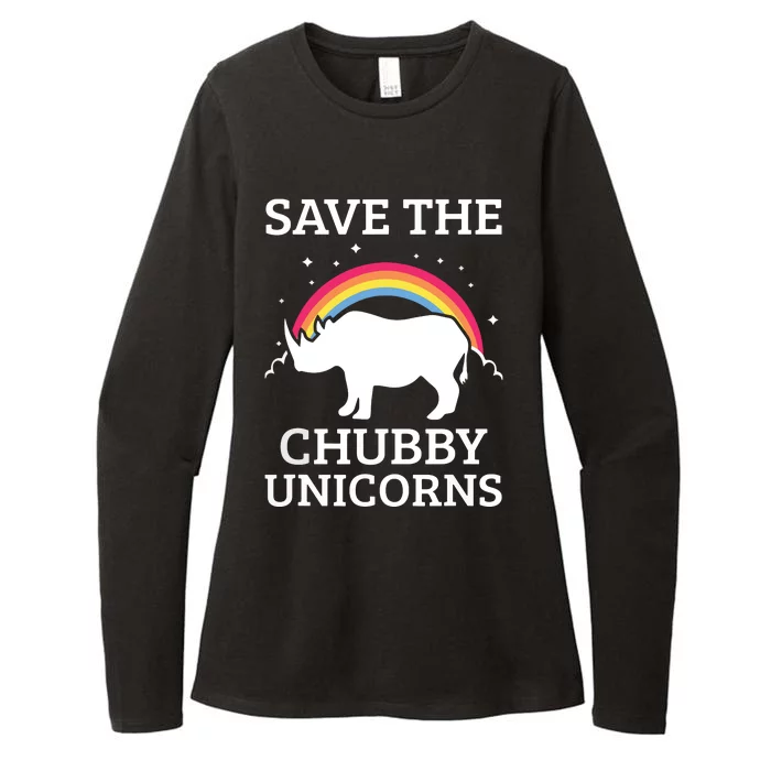 SAVE THE CHUBBY UNICORNS Gift Rhino Conservation Rainbow Womens CVC Long Sleeve Shirt