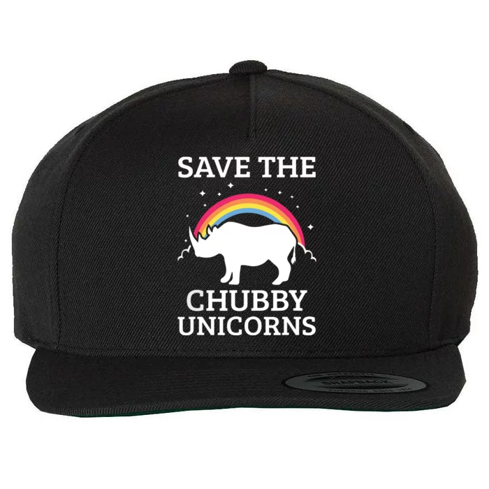 SAVE THE CHUBBY UNICORNS Gift Rhino Conservation Rainbow Wool Snapback Cap