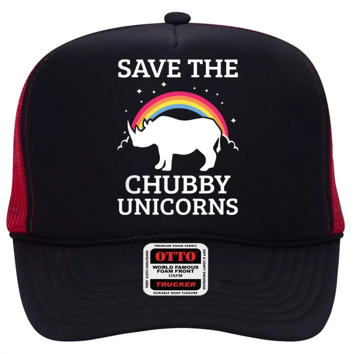 SAVE THE CHUBBY UNICORNS Gift Rhino Conservation Rainbow High Crown Mesh Trucker Hat