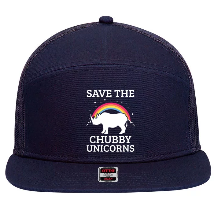 SAVE THE CHUBBY UNICORNS Gift Rhino Conservation Rainbow 7 Panel Mesh Trucker Snapback Hat